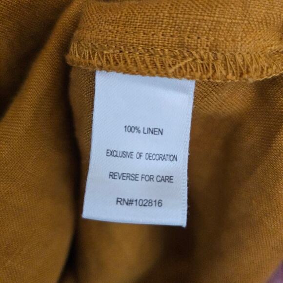 Garnet Hill Women's Mustard Yellow Linen Embroidered Dress‎ Short Sleeve 2 Short - Picture 7 of 8